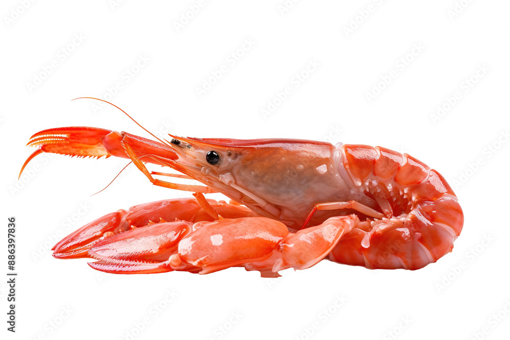 A Single Cooked Shrimp Isolated On A White Background on a White or Clear Surface PNG Transparent Background A Single Cooked Shrimp Isolated On A White Background on a White or Clear Surface PNG Transparent Background
