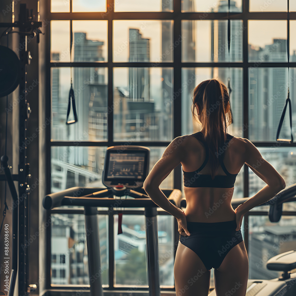 Fototapeta premium Female model at a luxury gym getting fit