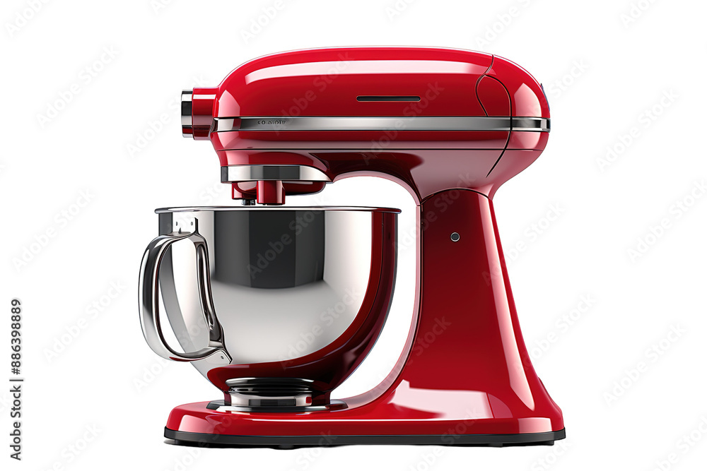 A Red Stand Mixer, Ready to Create Culinary Delights on a White or Clear Surface PNG Transparent Background A Red Stand Mixer, Ready to Create Culinary Delights on a White or Clear Surface PNG Transparent Background
