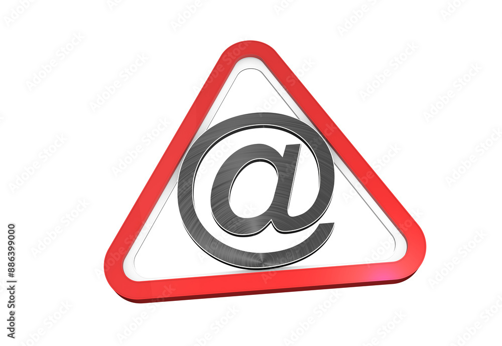 Warning Sign with Email Symbol Warning Sign with Email Symbol