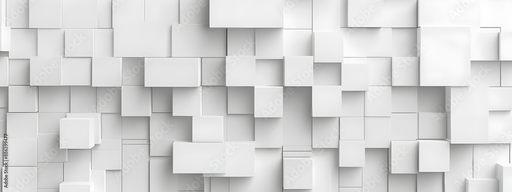 White background with geometric pattern of squares and cubes, 3D rendering. Minimalist design for web banner or presentation White background with geometric pattern of squares and cubes, 3D rendering. Minimalist design for web banner or presentation