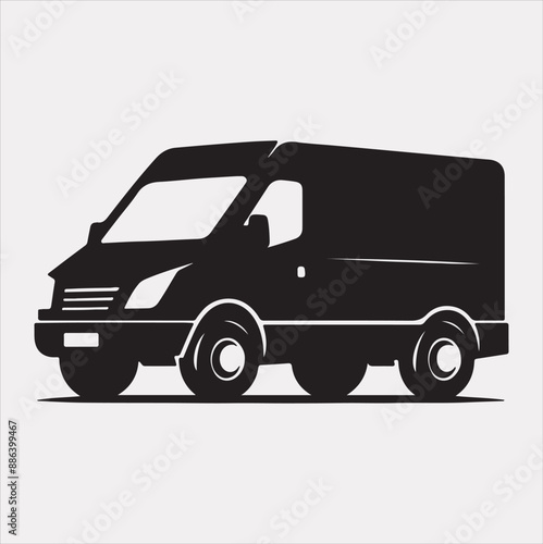 van vector silhouette on a white background