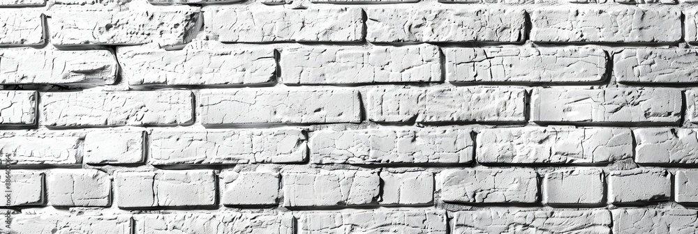 White brick wall texture panorama background, seamless pattern. Wide panoramic banner with copy space for design template and decoration White brick wall texture panorama background, seamless pattern. Wide panoramic banner with copy space for design template and decoration