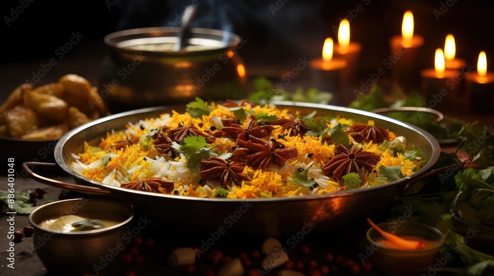 Fototapeta premium Egg Biryani with french fires 