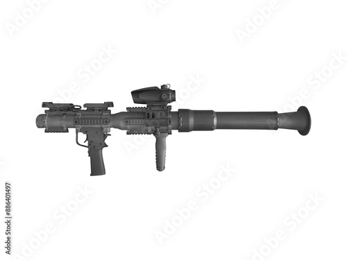 Foto Modern black colored rocket-propelled grenade launcher is isolated on transparent background
