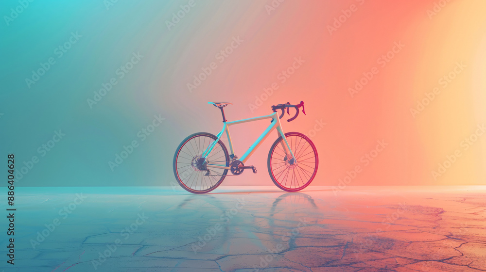 Fototapeta premium road bike minimal pastel background 3d rendering background.