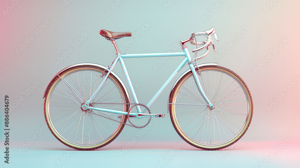 Fototapeta premium road bike minimal pastel background 3d rendering background.