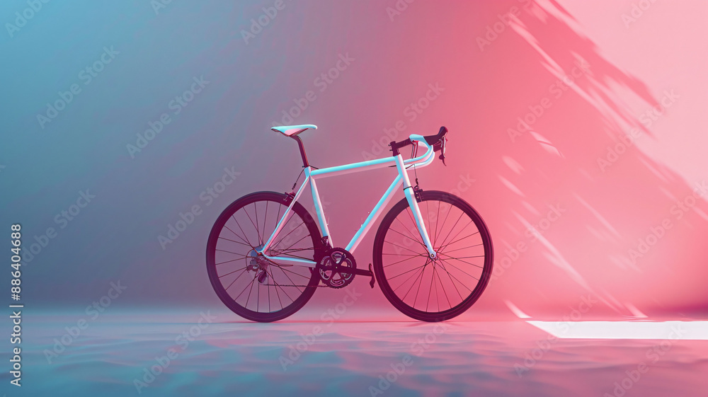 Fototapeta premium road bike minimal pastel background 3d rendering background.