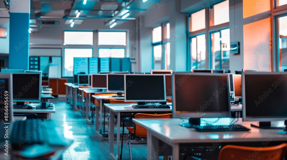 Empty Computer Lab in a School. Empty Computer Lab in a School.