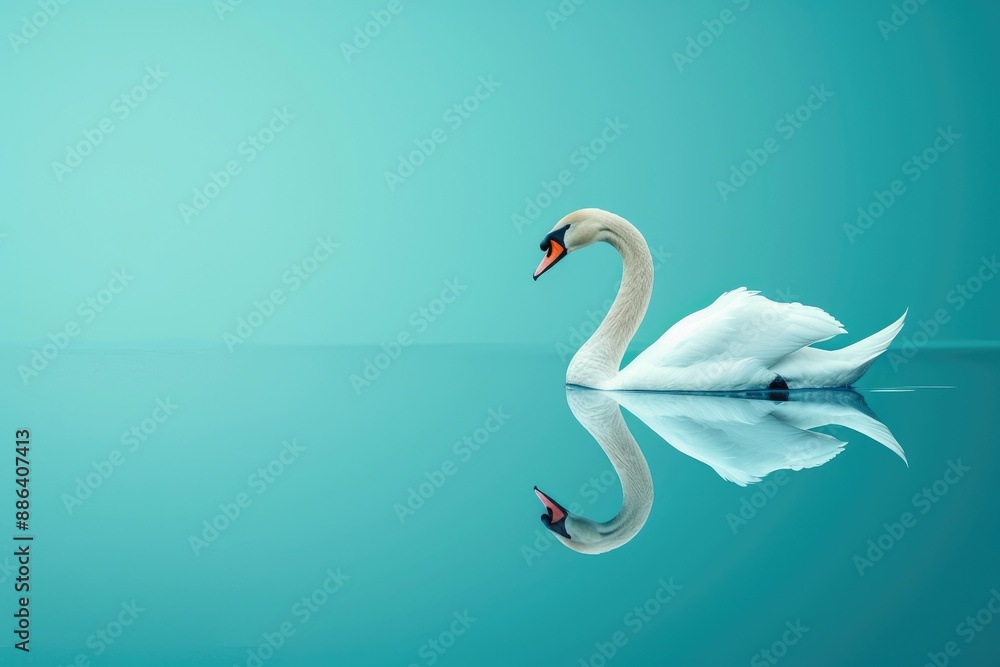 Fototapeta premium Reflective Beauty of a White Swan