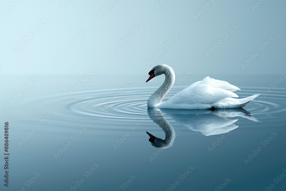 Obraz premium Graceful Water Bird in Reflective Pose