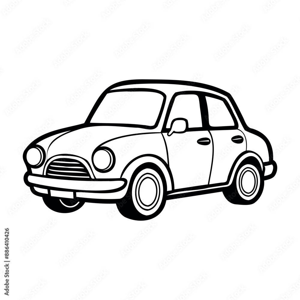 Classic Car Outline Vector Illustration Classic Car Outline Vector Illustration