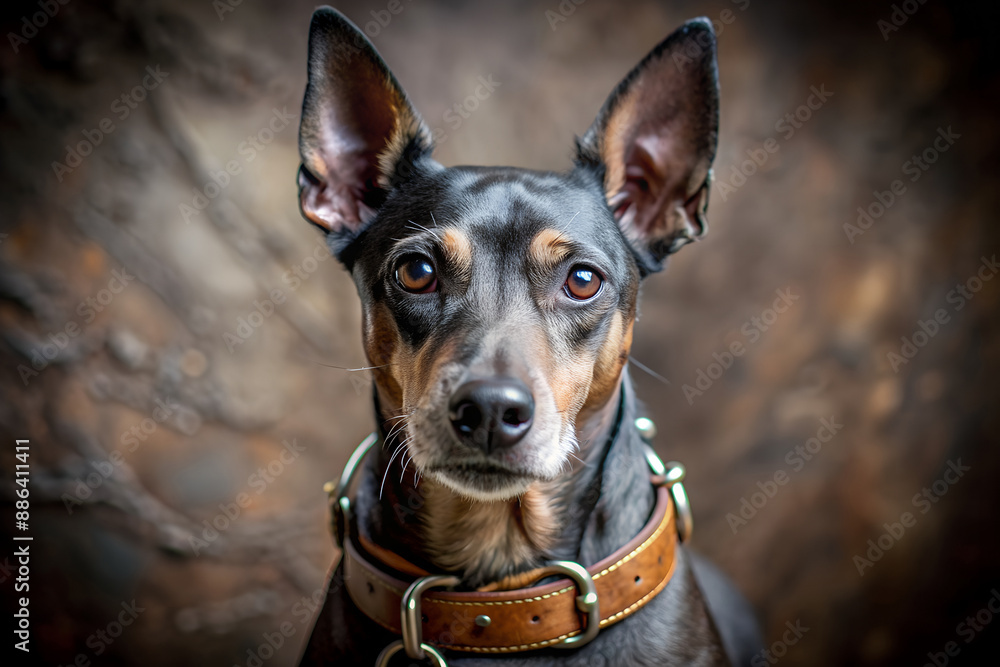 Zwergpinscher dog on brown background. Zwergpinscher dog on brown background.