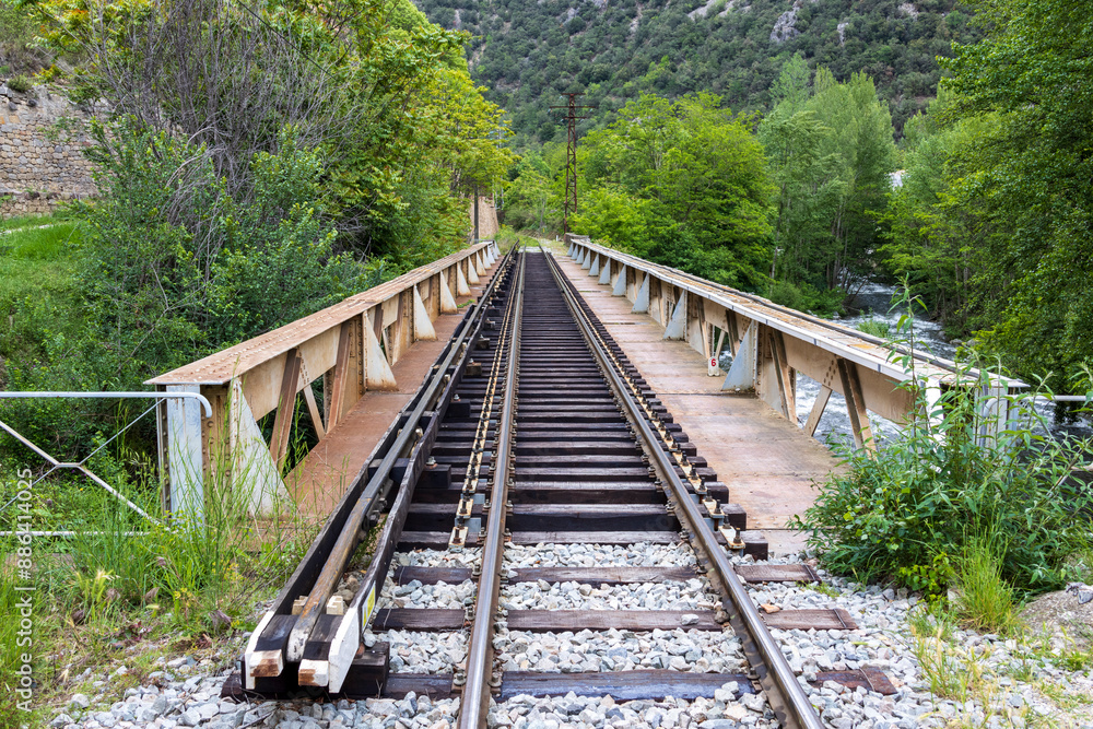 Villefranche, France, 05-24-2024. Railway bridge near the city of Villefranche de conflent, France. Villefranche, France, 05-24-2024. Railway bridge near the city of Villefranche de conflent, France.