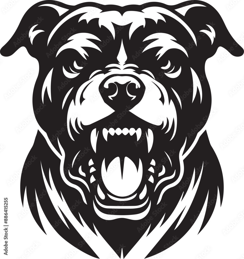 Aggressive Pitbull Vector Illustration Silhouette. Aggressive Pitbull Vector Illustration Silhouette.