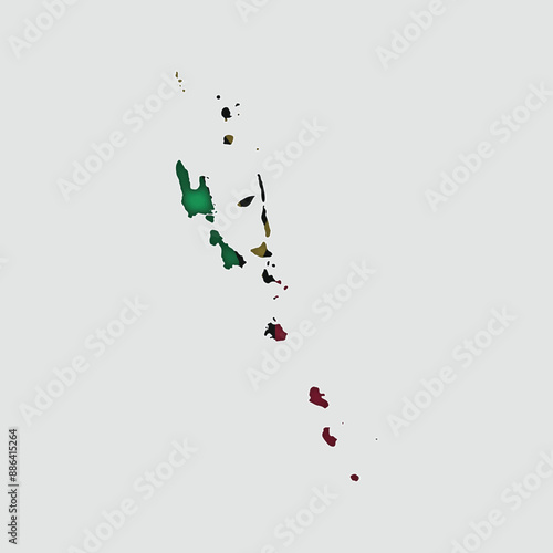 VANUATU Map with flag in body
