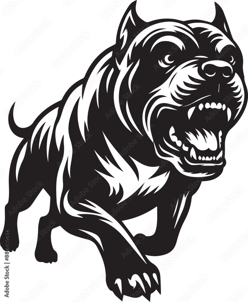 Aggressive Pitbull Vector Illustration Silhouette. Aggressive Pitbull Vector Illustration Silhouette.
