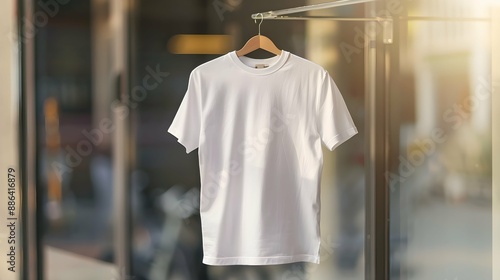 T-shirt Template. Mens Clothing Mock Up with White T-shirt. photo