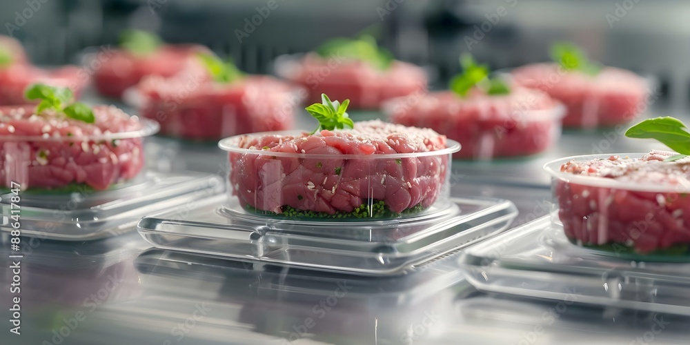 Algae-Infused Lab-Grown Meat. Concept Sustainable Food, Alternative Protein, Biotechnology, Environmental Innovation Algae-Infused Lab-Grown Meat. Concept Sustainable Food, Alternative Protein, Biotechnology, Environmental Innovation