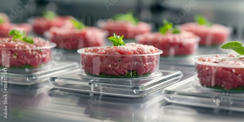 Algae-Infused Lab-Grown Meat. Concept Sustainable Food, Alternative Protein, Biotechnology, Environmental Innovation photo