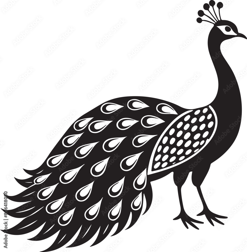 Fototapeta premium peacock silhouette vector art illustration