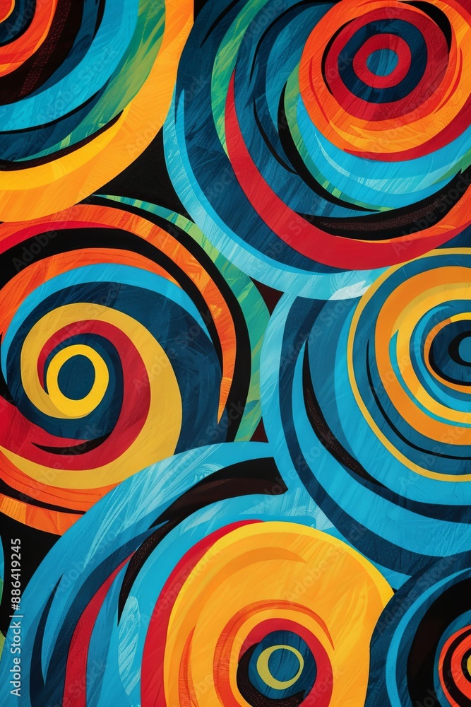 Fototapeta premium Vibrant Abstract Pattern with Circles and Swirls Patterns