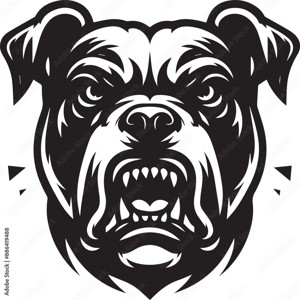 Angry Pitbull Vector Illustration Silhouette. Vector logo of a mad dog Angry Pitbull Vector Illustration Silhouette. Vector logo of a mad dog