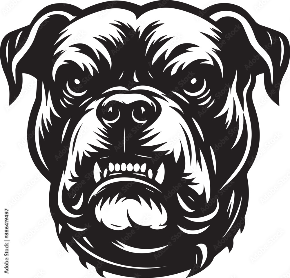 Angry Pitbull Vector Illustration Silhouette. Vector logo of a mad dog Angry Pitbull Vector Illustration Silhouette. Vector logo of a mad dog
