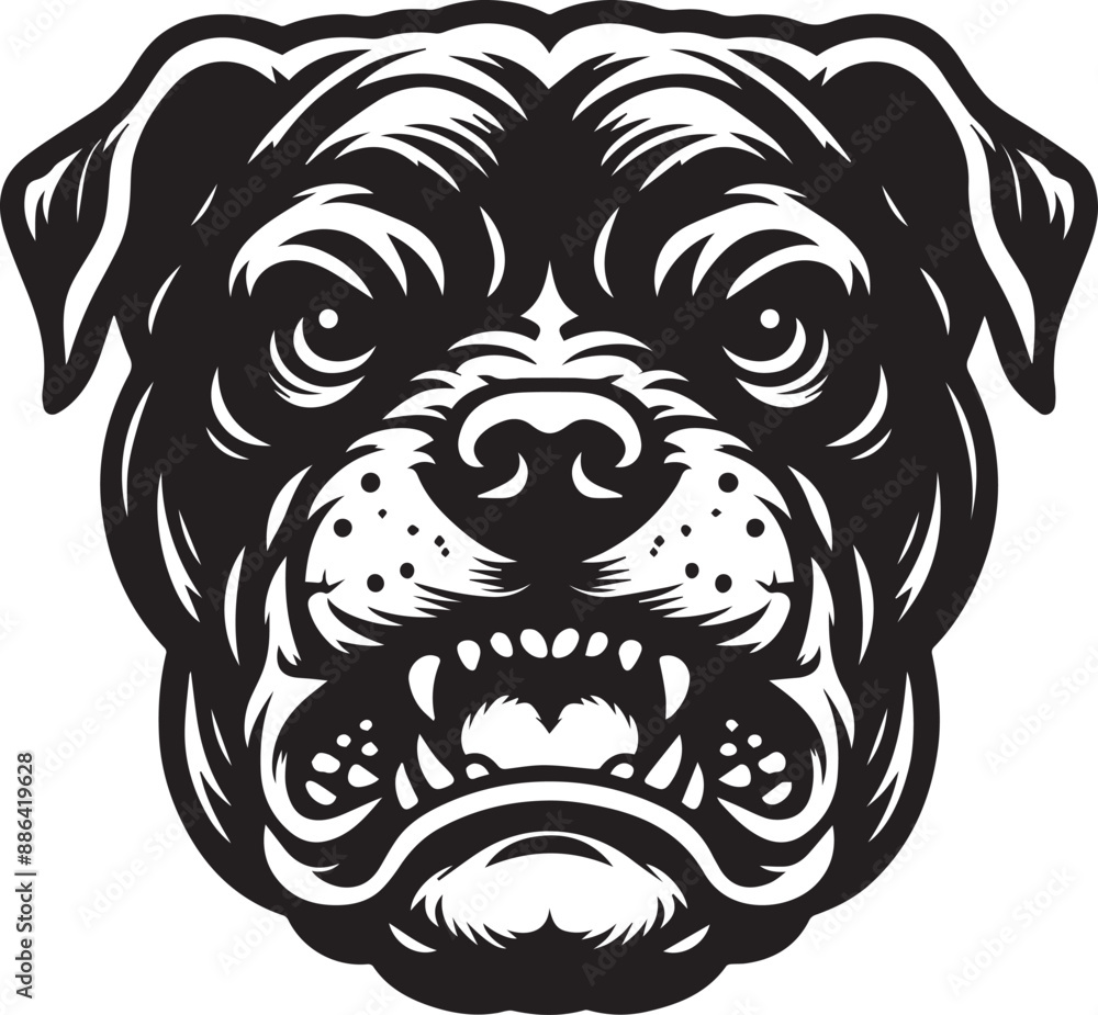 Angry Pitbull Vector Illustration Silhouette. Vector logo of a mad dog Angry Pitbull Vector Illustration Silhouette. Vector logo of a mad dog