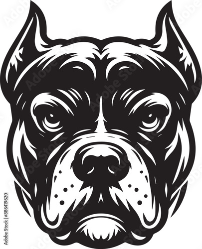 Angry Pitbull Vector Illustration Silhouette. Vector logo of a mad dog