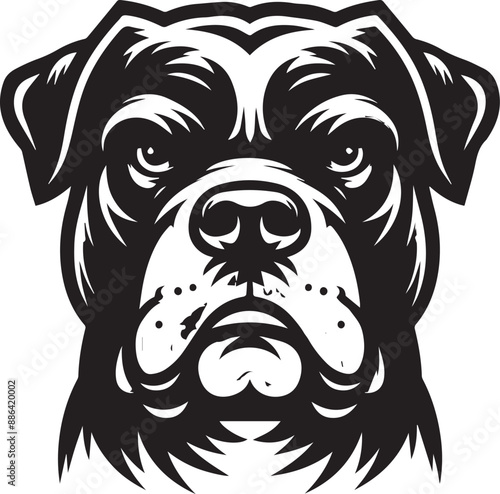 Angry Pitbull Vector Illustration Silhouette. Vector logo of a mad dog