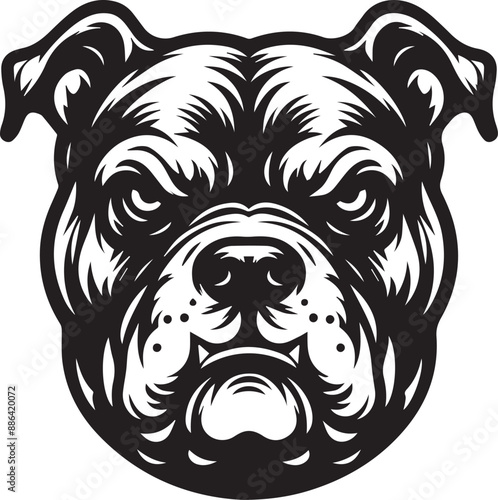 Angry Pitbull Vector Illustration Silhouette. Vector logo of a mad dog