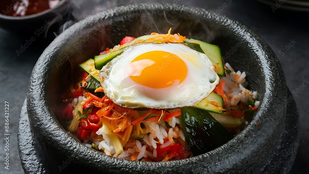 stone-roasted bibimbap, Korean style mixed rice stone-roasted bibimbap, Korean style mixed rice