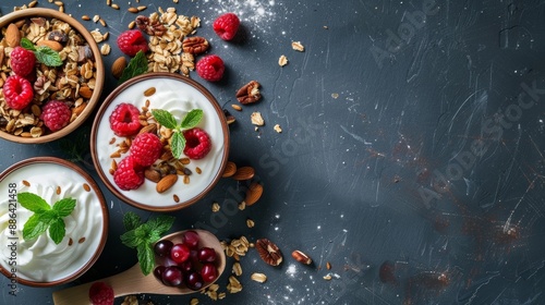 Wallpaper Mural Healthy Breakfast with Yogurt, Granola, and Berries Torontodigital.ca