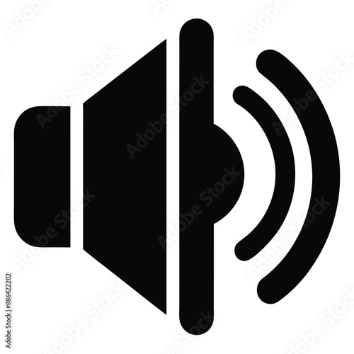 Sound volume button silhouette black and white on White background