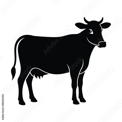 Female Cow Silhouette icon on white background