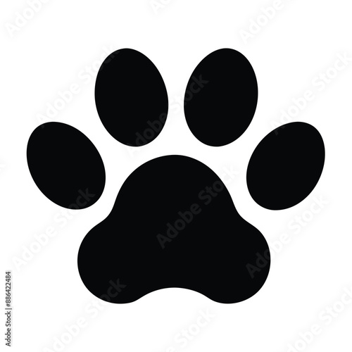 Dog or cat paw icon vector silhouette on white background 