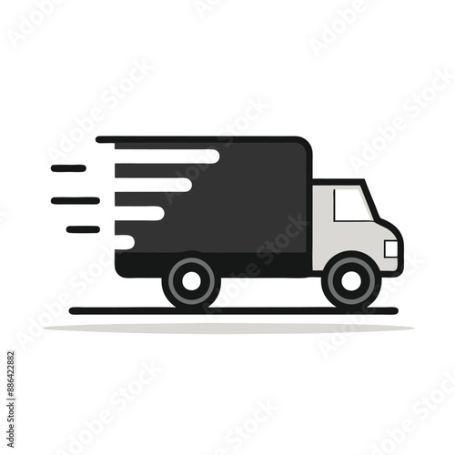 Fast Delivery courier service concept icon silhouette black and white on White background