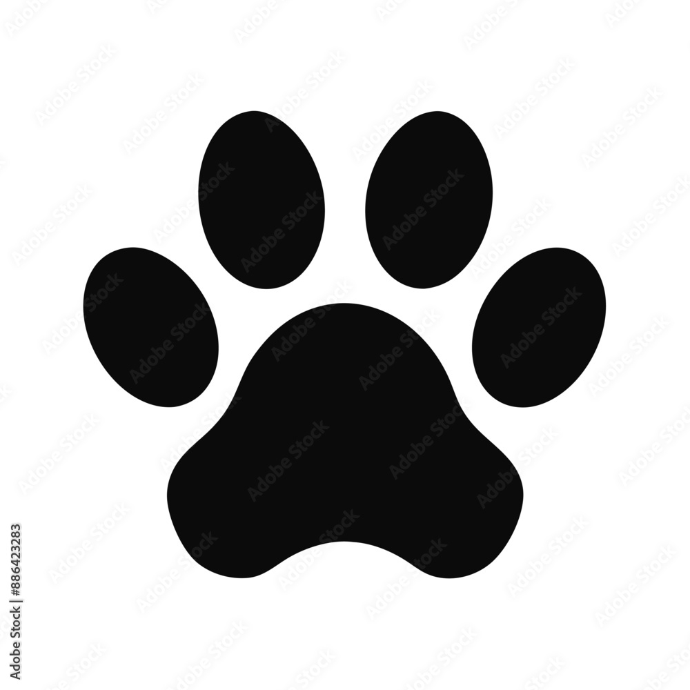 Dog or cat paw icon vector silhouette on white background Dog or cat paw icon vector silhouette on white background