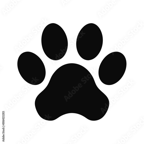 Dog or cat paw icon vector silhouette on white background 