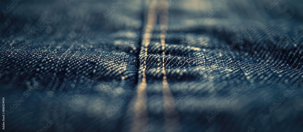 Detailed close up of denim texture with selective focus on a single point enhancing the soft blurred background ideal for use as a copy space image Detailed close up of denim texture with selective focus on a single point enhancing the soft blurred background ideal for use as a copy space image