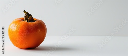 A ripe persimmon showcased ...