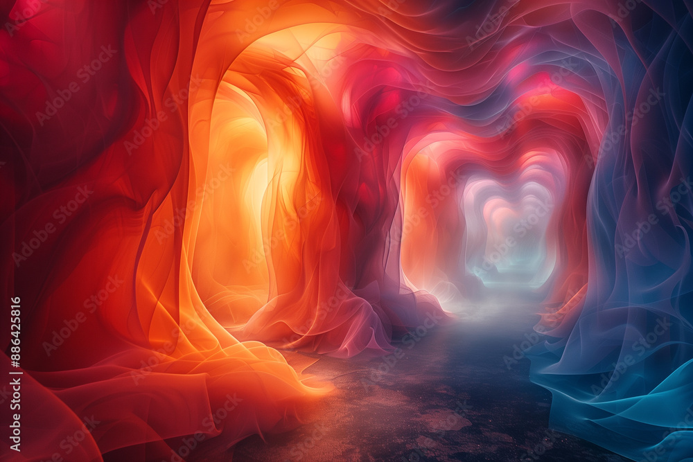 abstract background with lights visuals, tunnel flooded with colored light abstract background with lights visuals, tunnel flooded with colored light