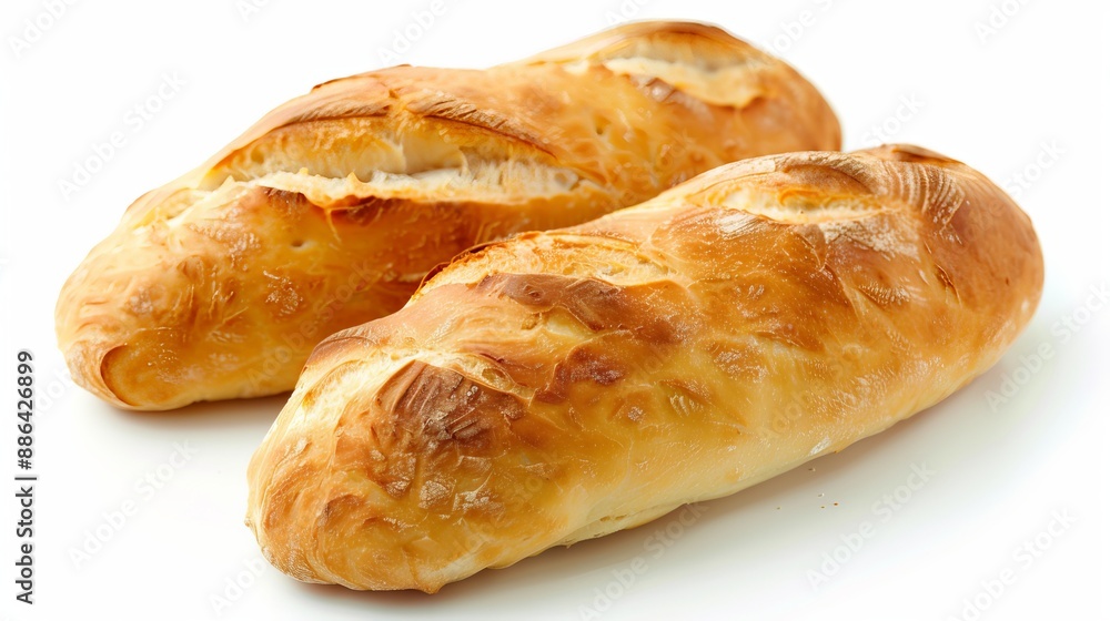 An isolated Cuban bread loaf against a white background. An isolated Cuban bread loaf against a white background.