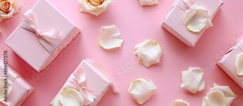 Pastel colored gift boxes a...