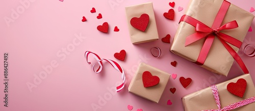 Craft paper gifts and heart...