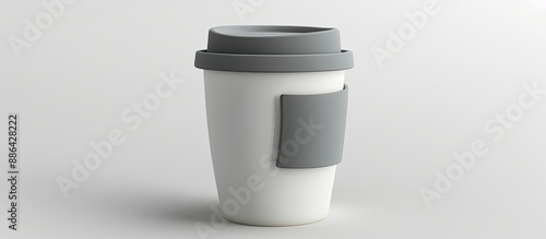 White cup mug with gray lid on white background isolation with copy space image available