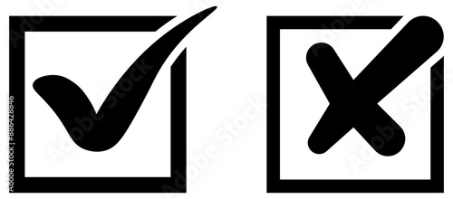 Check mark and Cross icons .Checkmark tick and Cross symbol.Checkbox icons. Vector 