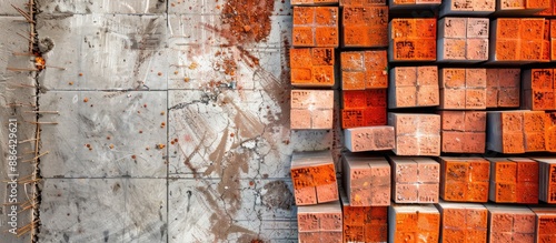Aerial view of red bricks o...