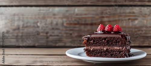 Chocolate cake on a white p...